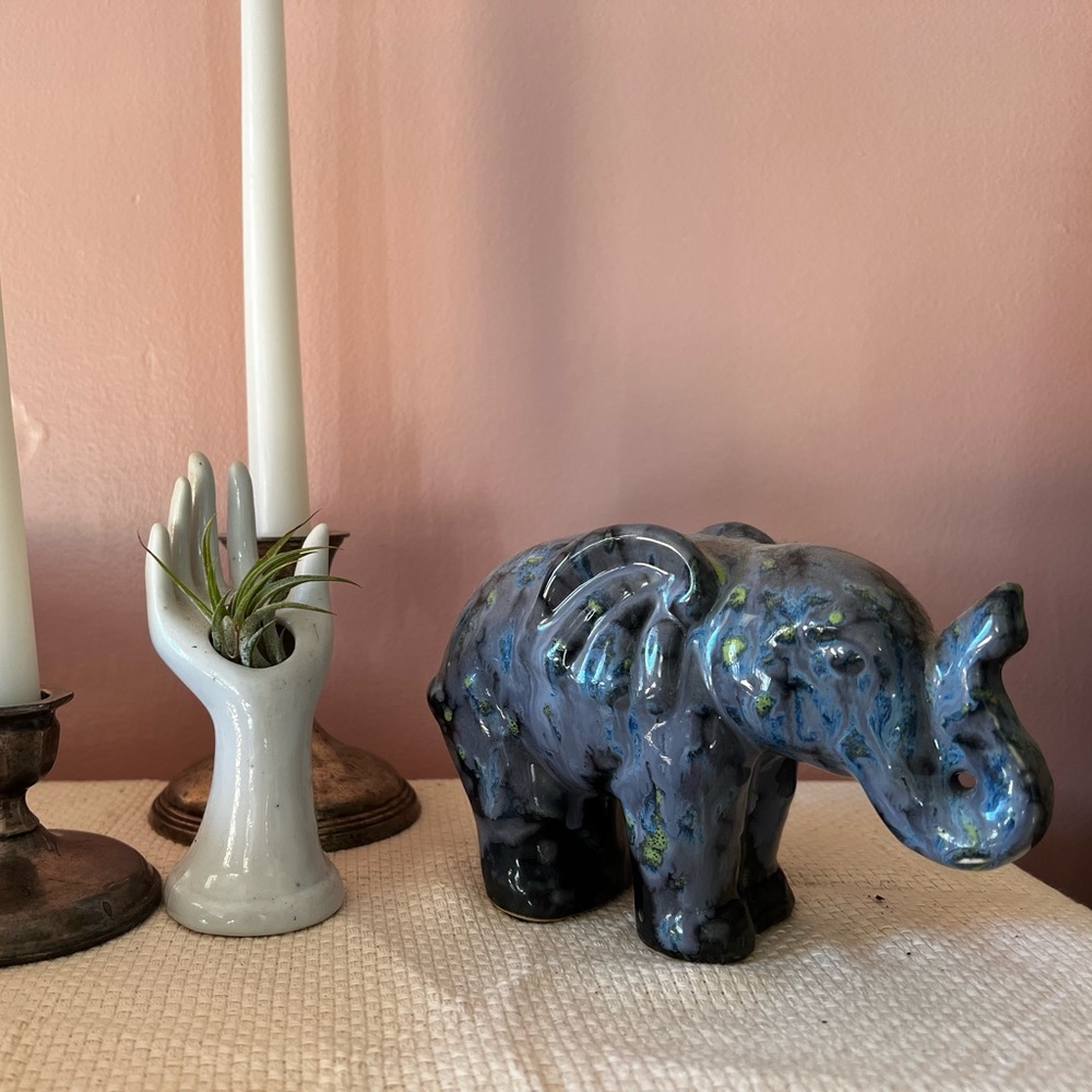 Multicolor ceramic elephant figure